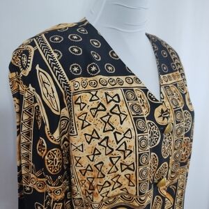 Vintage 80s Chelsea LTD Women's Tribal Midi Dress size Medium Aztec